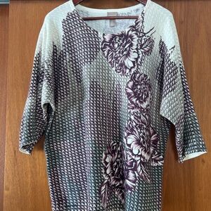 Chico's Cream and Purple Floral Blouse